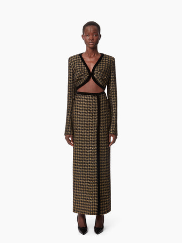 LONG HOUNDSTOOTH TWEED SKIRT - NINA RICCI