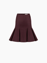 Charger l&#39;image dans la galerie, WOOL PEPLUM MIDI SKIRT IN RED - Nina Ricci
