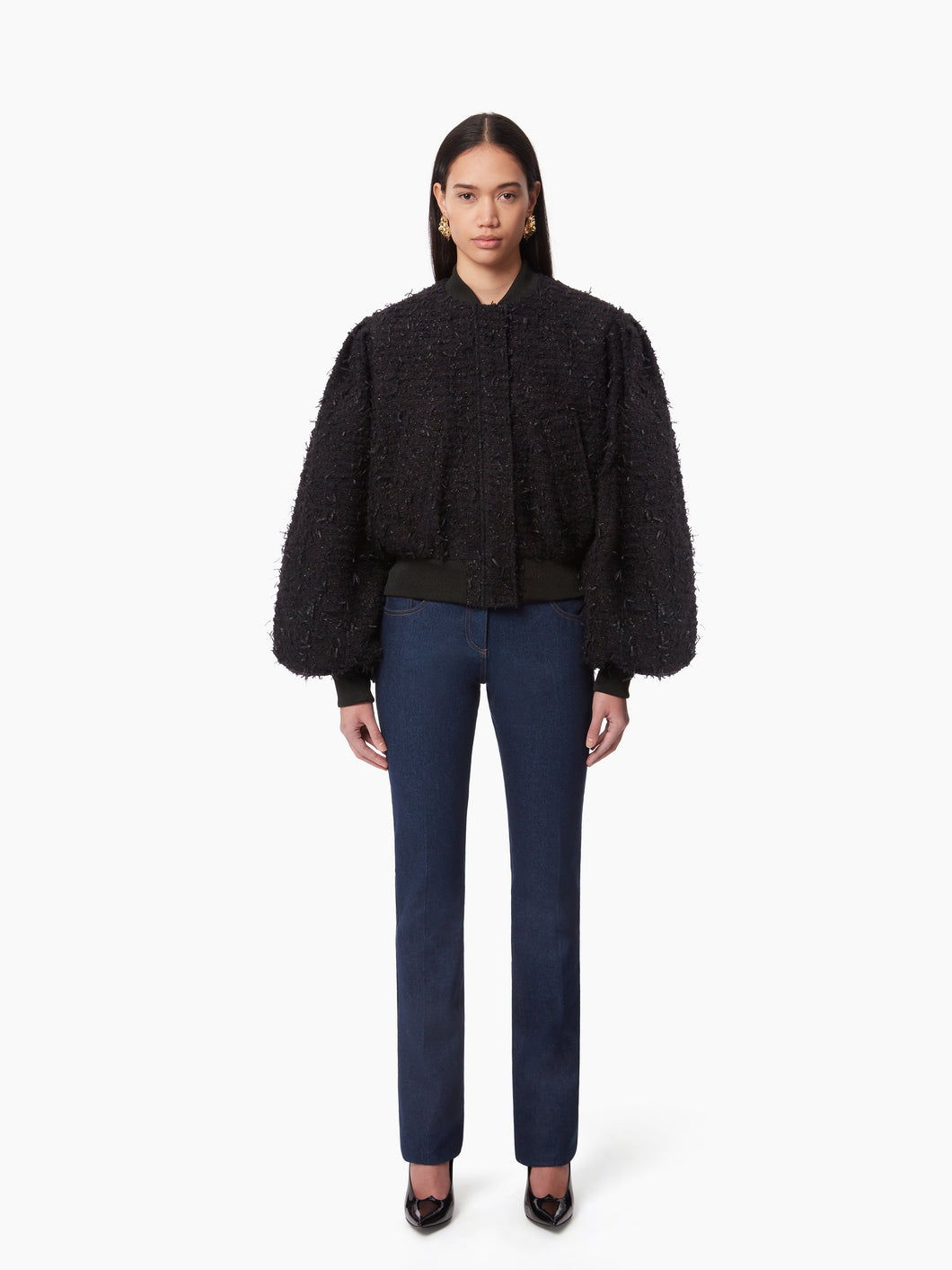 CROPPED BOMBER IN TWEED IN BLACK - Nina Ricci