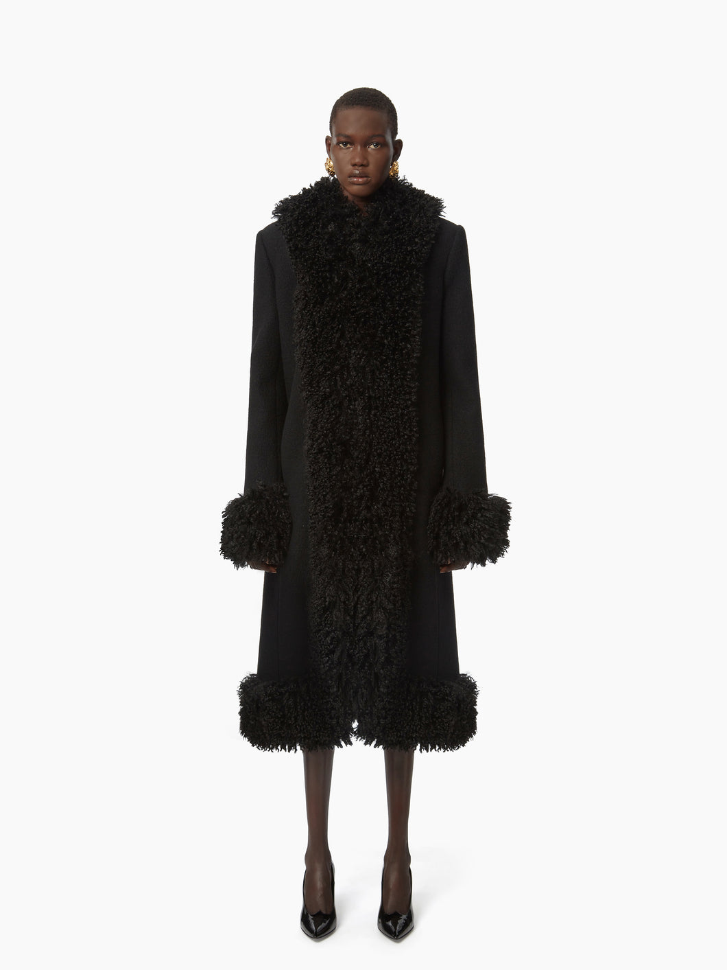 LONG COAT IN WOOL IN BLACK - Nina Ricci