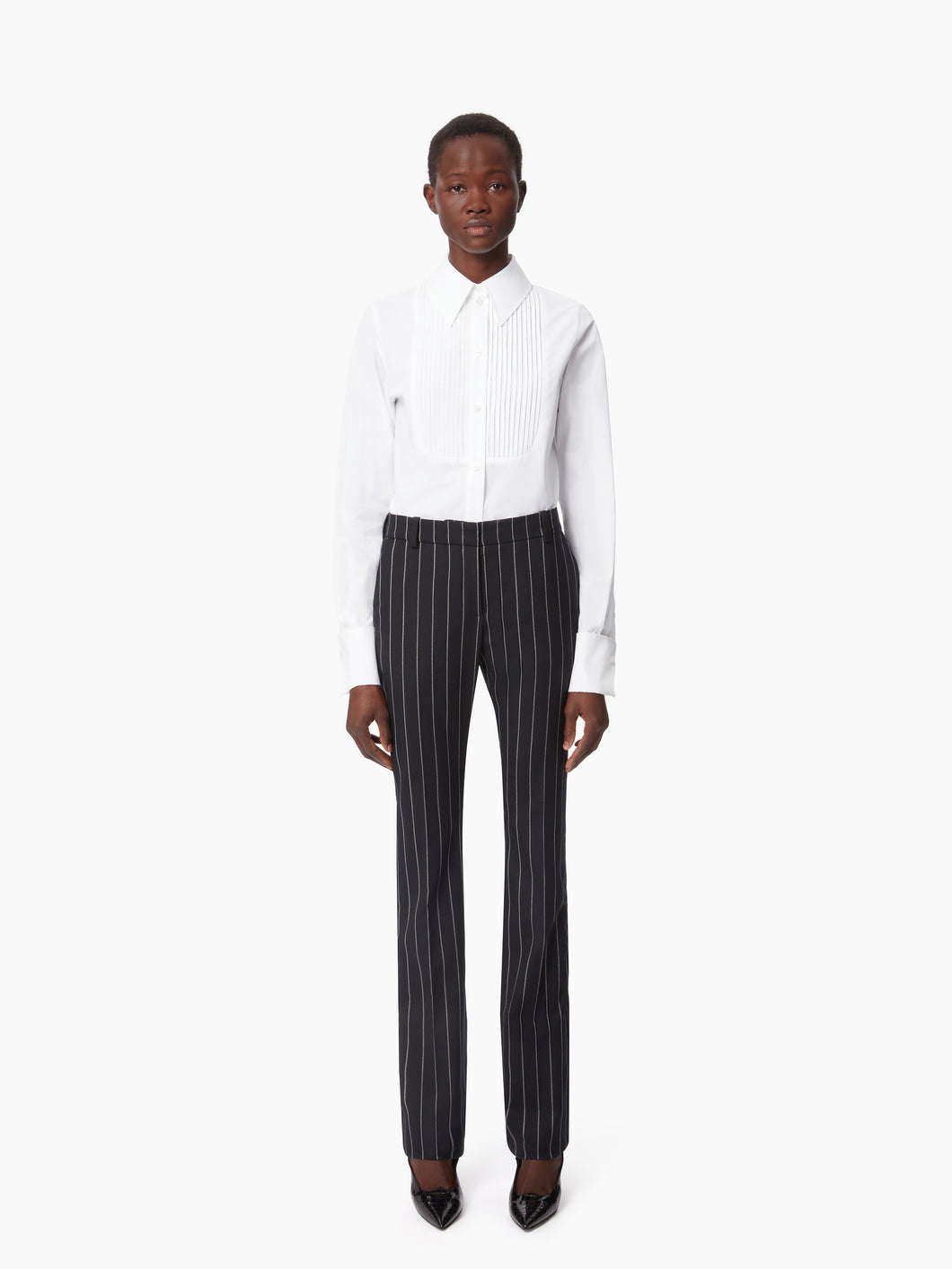 PINSTRIPE WOOL STRAIGHT PANTS