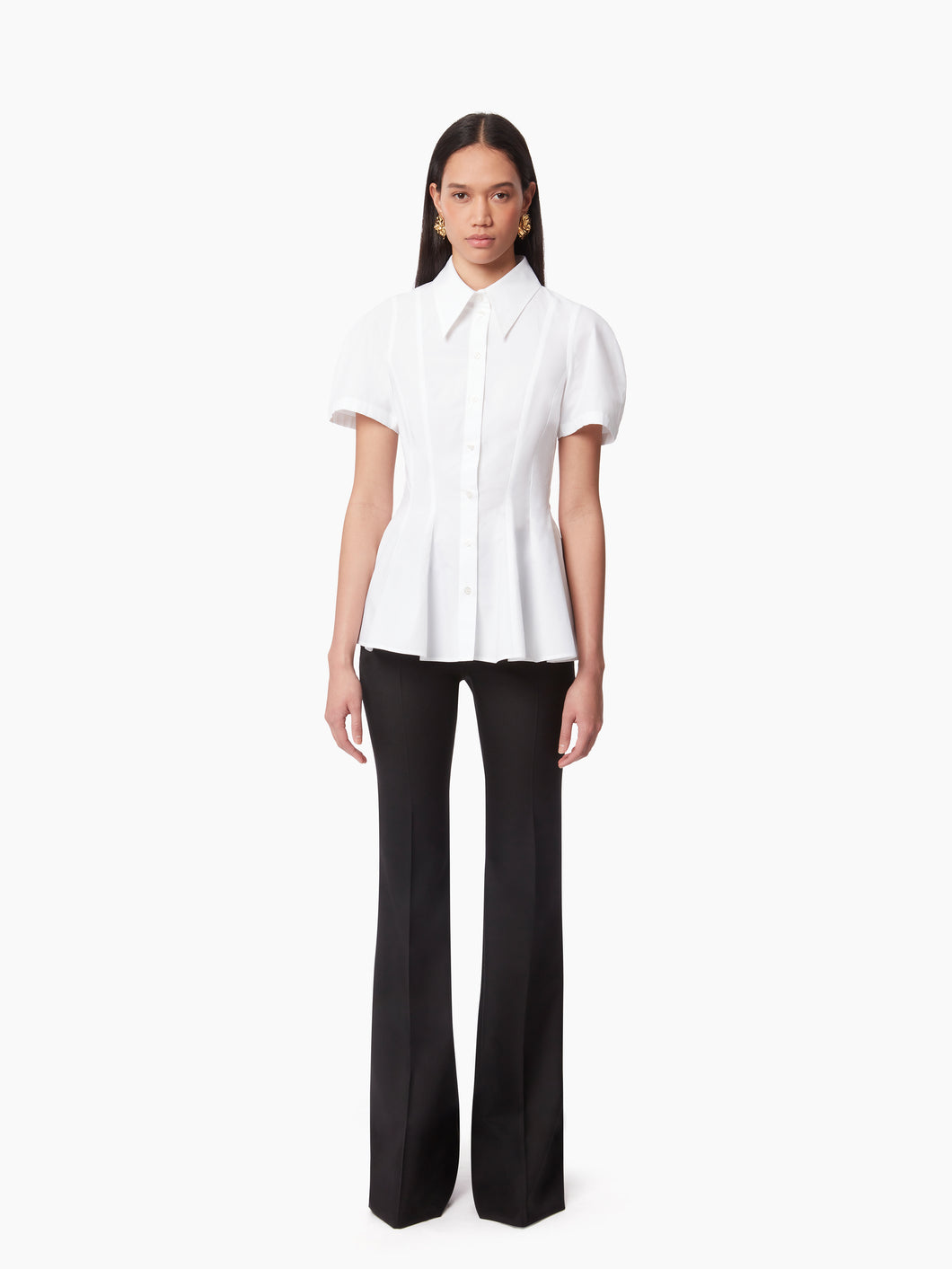 WOOL FLARED TAILORED PANTS IN BLACK  - Nina Ricci