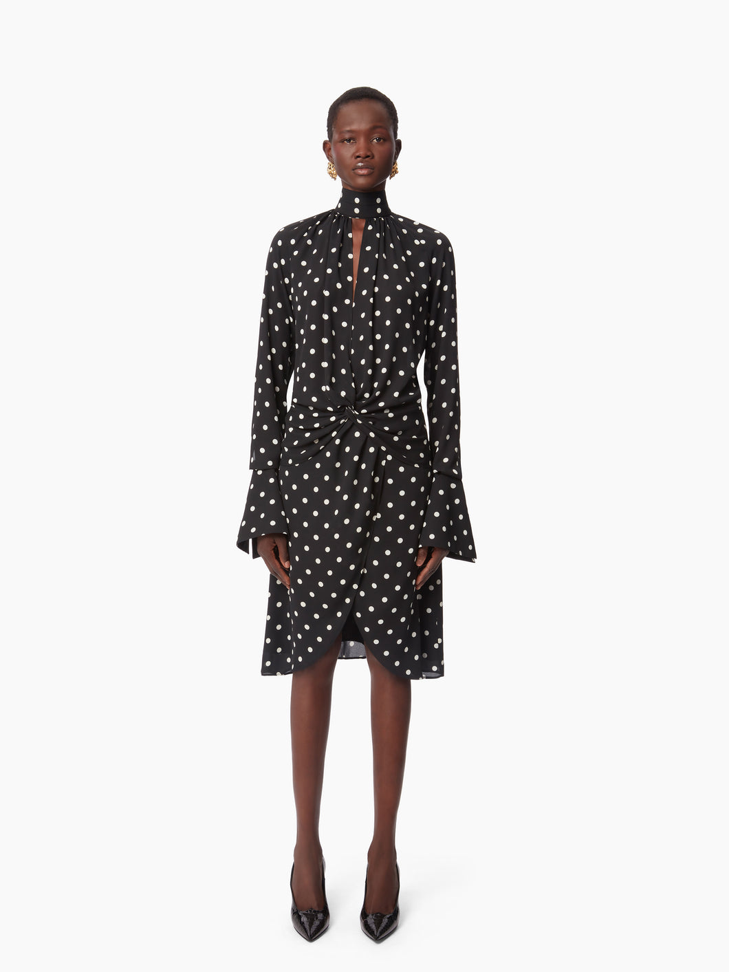 HIGH NECK MIDI DRESS IN BLACK - Nina Ricci