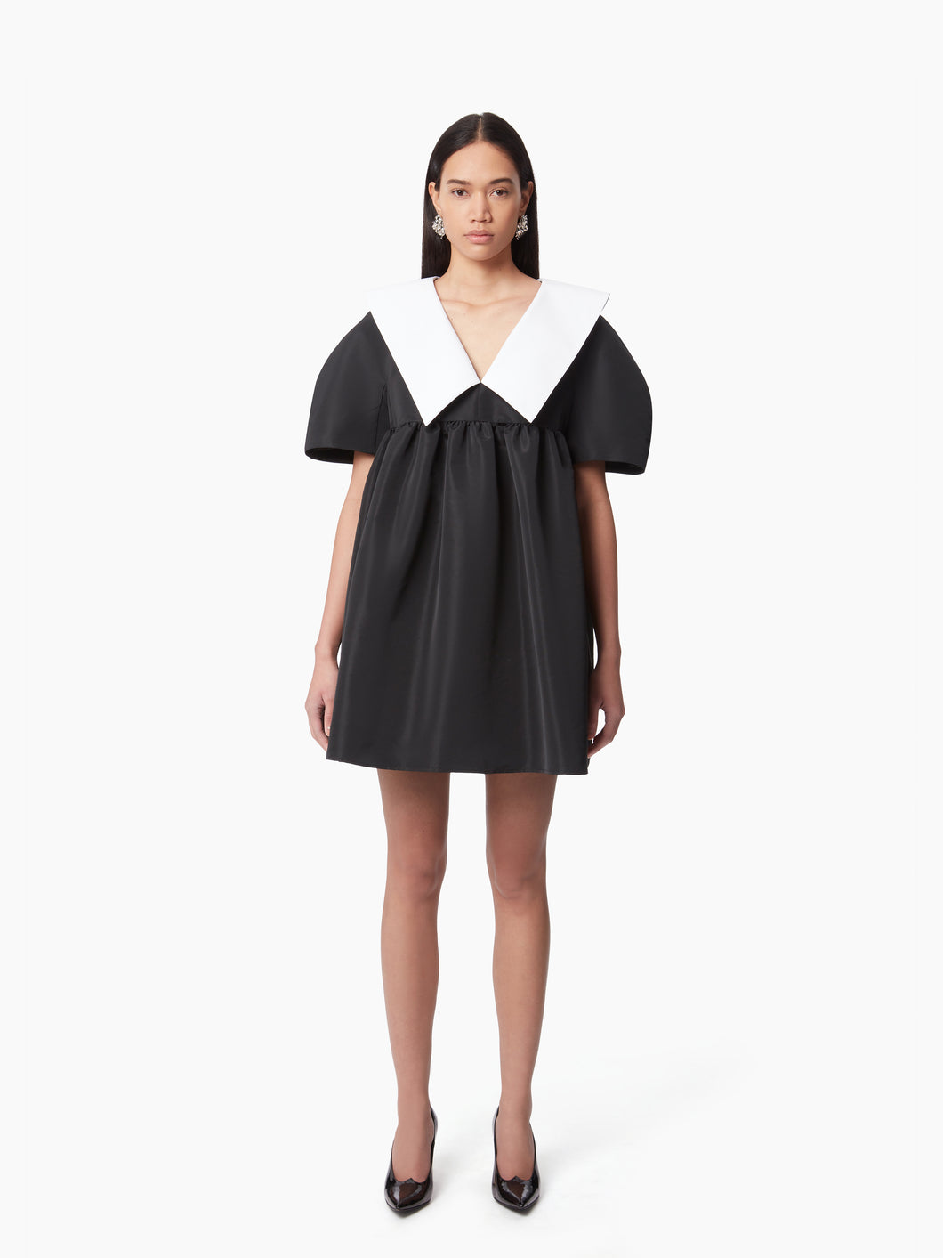 TAFFETA BABYDOLL DRESS IN BLACK - Nina Ricci