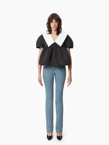 TAFFETA BABYDOLL TOP IN BLACK - Nina Ricci