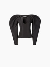 Charger l&#39;image dans la galerie, TAFFETA TOP WITH COCOON SLEEVES IN BLACK -Nina Ricci
