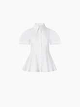 Cargar imagen en el visor de la galería, COTTON POPLIN PEPLUM SHIRT IN WHITE - Nina Ricci
