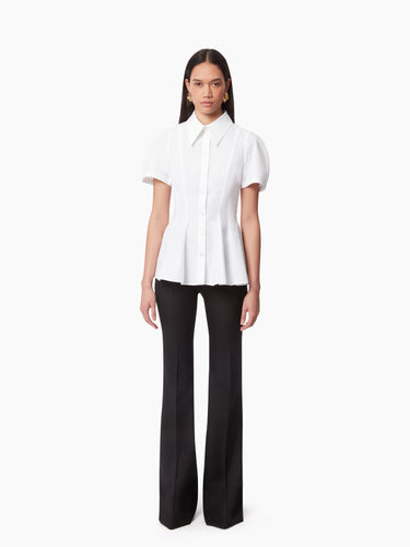 COTTON POPLIN PEPLUM SHIRT IN WHITE - Nina Ricci