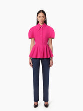 Charger l&#39;image dans la galerie, COTTON POPLIN PEPLUM SHIRT IN PINK - Nina Ricci
