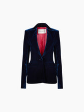 Cargar imagen en el visor de la galería, SINGLE-BREASTED BLAZER IN VELVET IN BLUE - Nina Ricci
