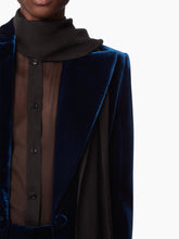 Charger l&#39;image dans la galerie, SINGLE-BREASTED BLAZER IN VELVET IN BLUE - Nina Ricci
