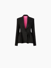 Cargar imagen en el visor de la galería, WOOL GABARDINE PEPLUM BLAZER IN BLACK - Nina Ricci
