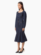 Charger l&#39;image dans la galerie, SWEETHEART NECKLINE DENIM JACKET IN BLUE - Nina Ricci
