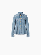 Charger l&#39;image dans la galerie, PEPLUM DENIM JACKET IN BLUE - Nina Ricci
