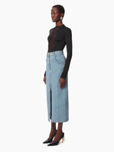 Cargar imagen en el visor de la galería, LONG DENIM SKIRT WITH FRONT SLIT IN BLUE - Nina Ricci
