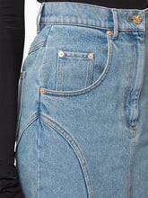 Cargar imagen en el visor de la galería, LONG DENIM SKIRT WITH FRONT SLIT IN BLUE - Nina Ricci
