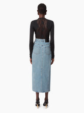 Charger l&#39;image dans la galerie, LONG DENIM SKIRT WITH FRONT SLIT IN BLUE - Nina Ricci
