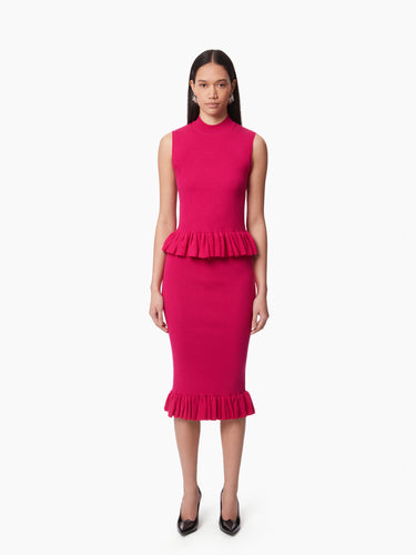 MIDI SKIRT WITH RUFFLED PEPLUM IN PINK - Nina Ricci