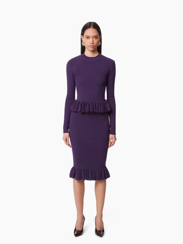 MIDI SKIRT WITH RUFFLED PEPLUM IN PURPLE - Nina Ricci