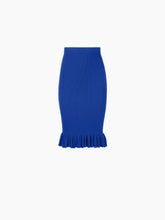 Cargar imagen en el visor de la galería, MIDI SKIRT WITH RUFFLED PEPLUM IN BLUE - Nina Ricci
