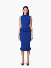 Load image into Gallery viewer, MIDI SKIRT WITH RUFFLED PEPLUM IN BLUE - Nina Ricci
