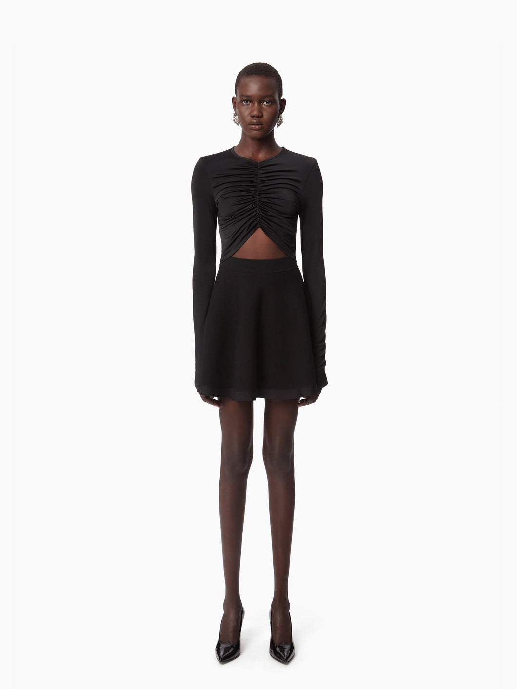 WOOL BLEND MINI FLARED SKIRT IN BLACK - Nina Ricci