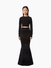 Charger l&#39;image dans la galerie, TONAL STRIPE MERMAID SKIRT IN BLACK - Nina Ricci
