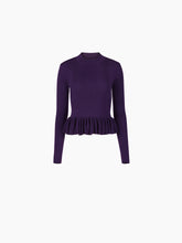 Charger l&#39;image dans la galerie, SWEATER WITH RUFFLE PEPLUM IN PURPLE - Nina Ricci
