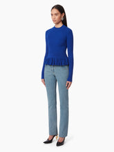 Charger l&#39;image dans la galerie, SWEATER WITH RUFFLE PEPLUM IN BLUE - Nina Ricci
