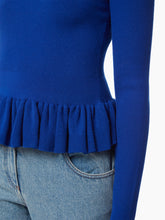 Charger l&#39;image dans la galerie, SWEATER WITH RUFFLE PEPLUM IN BLUE - Nina Ricci
