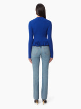 Charger l&#39;image dans la galerie, SWEATER WITH RUFFLE PEPLUM IN BLUE - Nina Ricci
