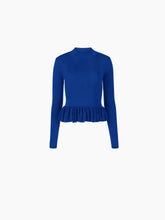 Charger l&#39;image dans la galerie, SWEATER WITH RUFFLE PEPLUM IN BLUE - Nina Ricci
