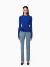 Charger l&#39;image dans la galerie, SWEATER WITH RUFFLE PEPLUM IN BLUE - Nina Ricci
