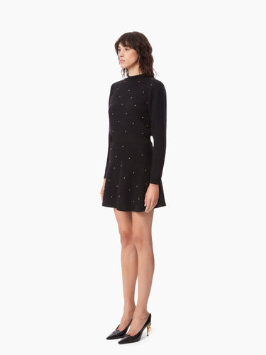 MOHAIR SWEATER WITH GOLD STUDS IN BLACK - Nina Ricci