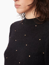 Charger l&#39;image dans la galerie, MOHAIR SWEATER WITH GOLD STUDS IN BLACK - Nina Ricci
