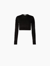 Cargar imagen en el visor de la galería, CROPPED TOP WITH TONAL STRIPE IN BLACK - Nina Ricci
