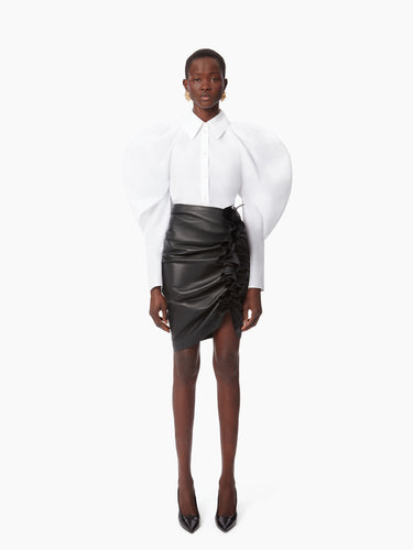 DRAPED SKIRT IN NAPPA LEATHER IN BLACK - Nina Ricci