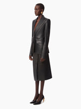 Load image into Gallery viewer, LEATHER SINGLE BUTTON BLAZER IN BLACK - Nina Ricci
