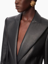 Cargar imagen en el visor de la galería, LEATHER SINGLE BUTTON BLAZER IN BLACK - Nina Ricci
