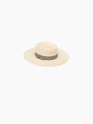 Straw canotier hat in white - Nina Ricci