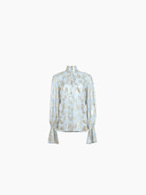 Charger l&#39;image dans la galerie, Lurex cut out shirt in light blue - Nina Ricci
