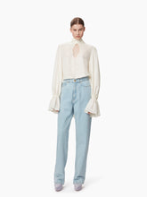 Load image into Gallery viewer, Leopard-jacquard cut-out blouse in creme - Nina Ricci
