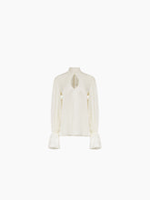 Load image into Gallery viewer, Leopard-jacquard cut-out blouse in creme - Nina Ricci
