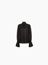 Load image into Gallery viewer, Leopard-jacquard cut-out blouse in black - Nina Ricci
