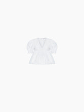 Load image into Gallery viewer, Babydoll top with ruched sleeves in white - Nina Ricci
