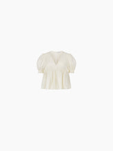 Load image into Gallery viewer, Babydoll top with ruched sleeves in creme - Nina Ricci
