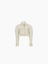 Charger l&#39;image dans la galerie, Short cocoon sleeve jacket in light beige - Nina Ricci
