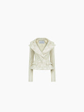 Load image into Gallery viewer, Guipure lace peplum blazer in silver - Nina Ricci
