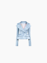 Charger l&#39;image dans la galerie, Satin peplum blazer in blue - Nina Ricci
