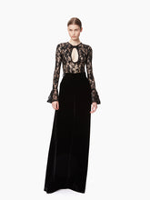 Load image into Gallery viewer, Sequin lace cut-out top in black - Nina Ricci
